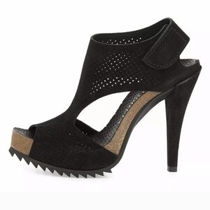 Pedro Garcia Petunia Perforated Suede Sandal Black Women's 38